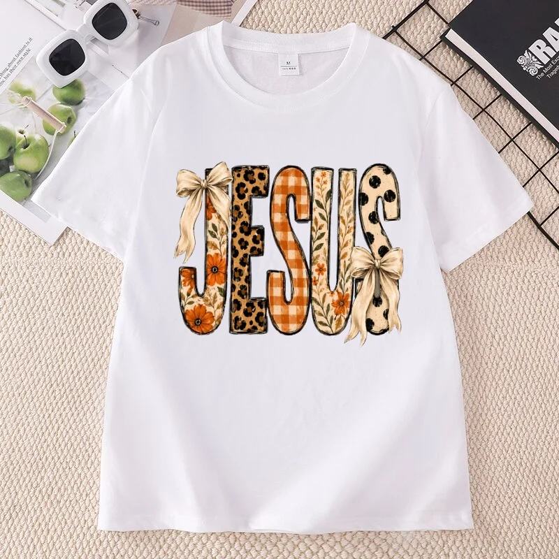Jesus Fall Halloween T Shirts Trendy Autumn T-Shirt Casaul Round Neck Christian Faith Polka Dot Jesus Tshirts Men Women Round