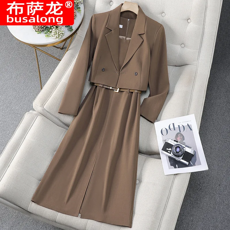 Short blazer for petite women2025New stylish goddess-style professional attire skirt suit