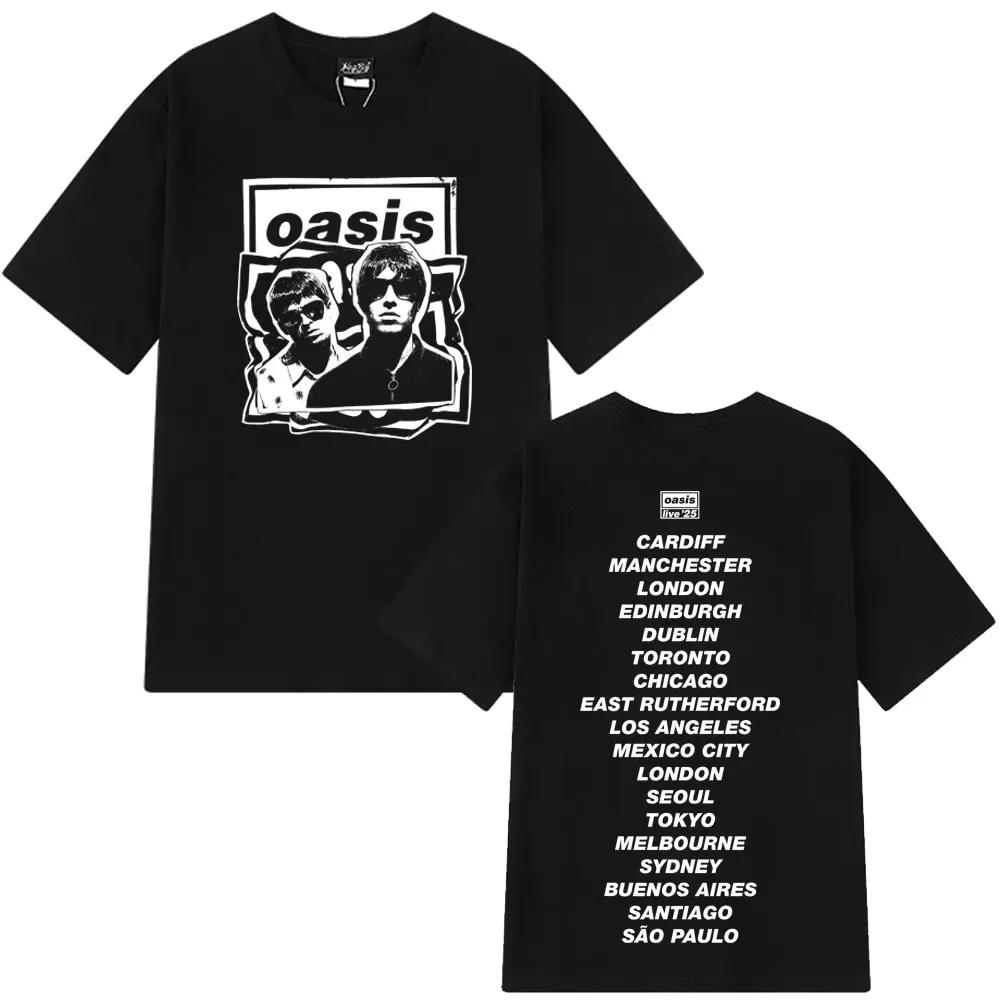 

Oasis Band Rock Cool Retro Men's Pure Cotton Personalized T-shirt Loose Casual Harajuku Hip-hop Oversized Classic T-shirts Tide