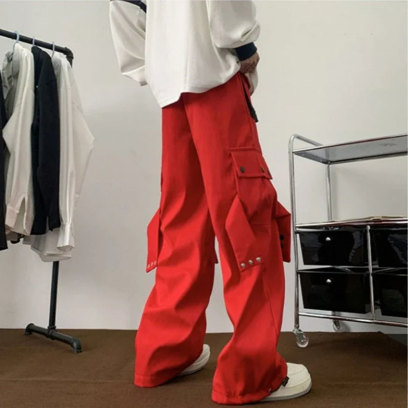 Oversize Trousers Man Plain Spring Summer Cargo Pants for Men Straight New In Y2k Vintage Street Cotton Slacks High Quality Emo