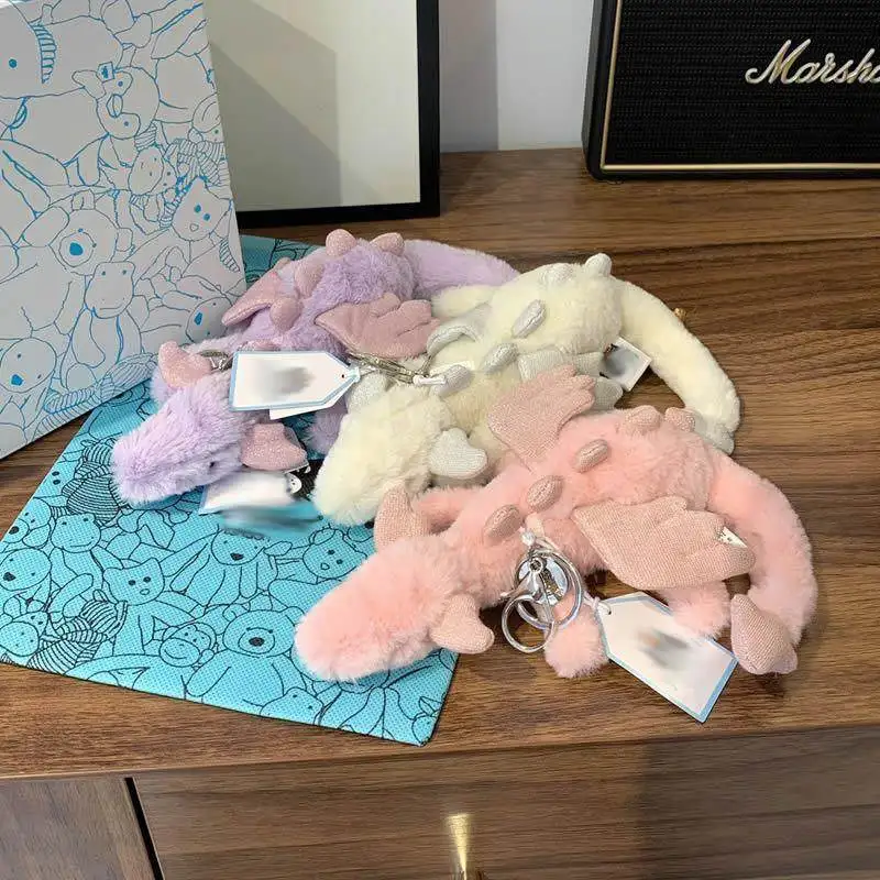 【มีสินค้าในสต็อก】พวงกุญแจตุ๊กตาเจลลี่แคท รูปมังกรสีขาว/ชมพู/ม่วง พร้อมกระเป๋า ของขวัญวันเกิด/คริสต์มาส