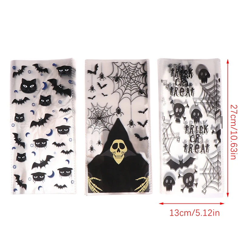 50Pcs Halloween Candy Bag Pumpkin Skull Bat Plastic Bags Transparent Cookie Packaging Gift DIY Halloween Party Favors Decor image 6