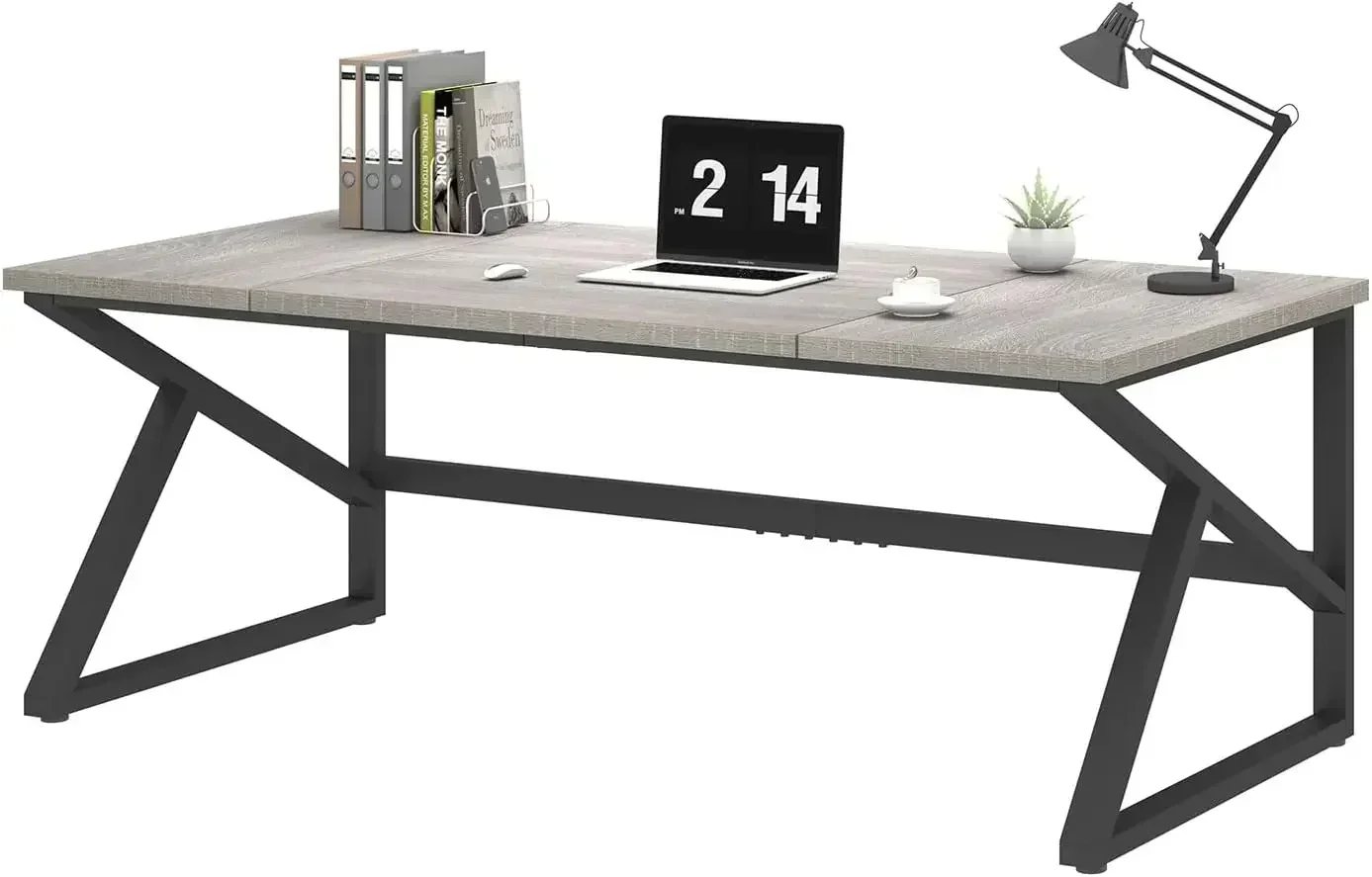 

[Best Seller, Buy Now!]Premium 70 Inch Large Home Office Desk, Industrial Long Executive Work Writing Study Computer Table Farmh