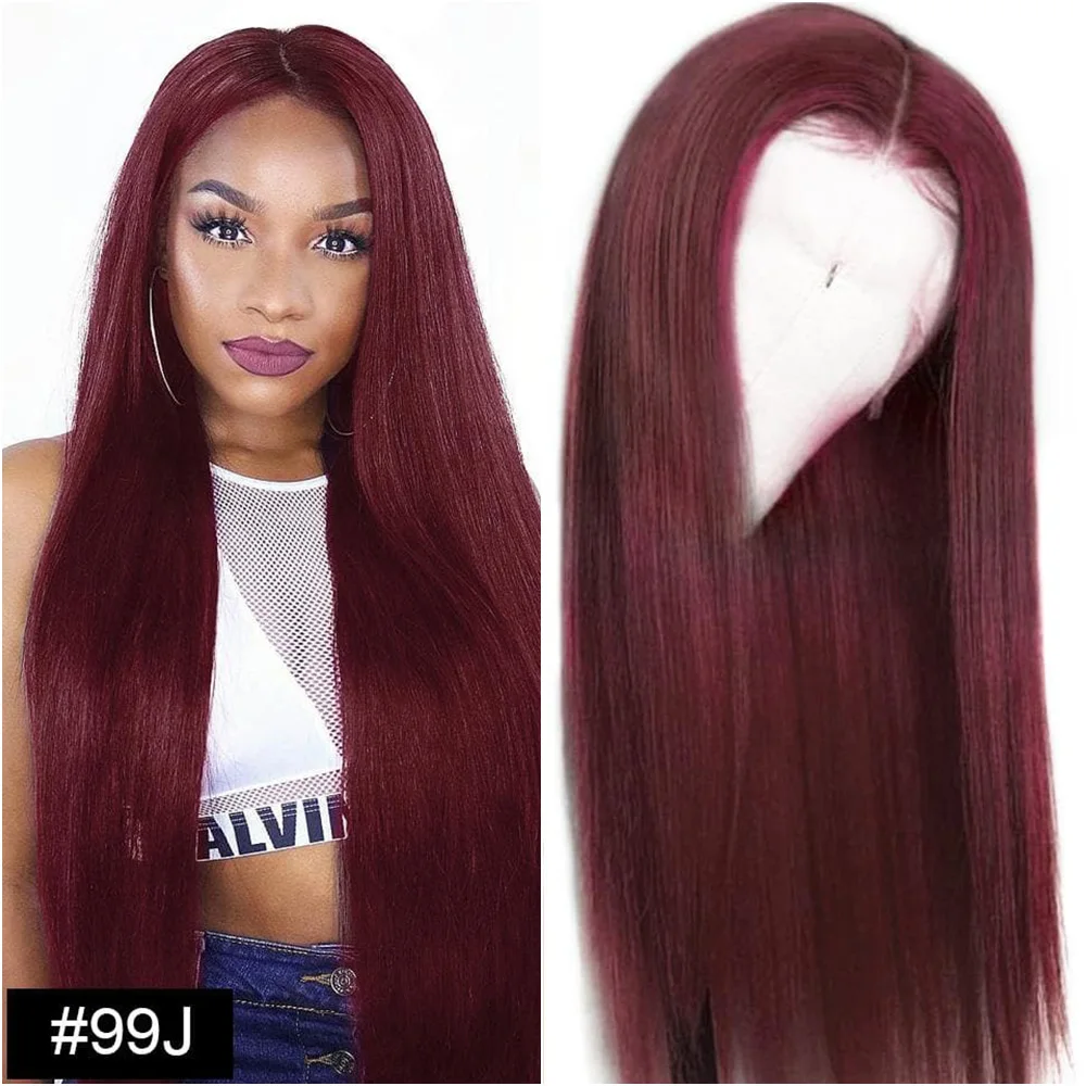 

30 40 Inch Burgundy 13x4 HD Lace Frontal Human Hair Wig Straight Red 13x6 HD Lace Front Human Hair Wigs Colored Human Hair Wig