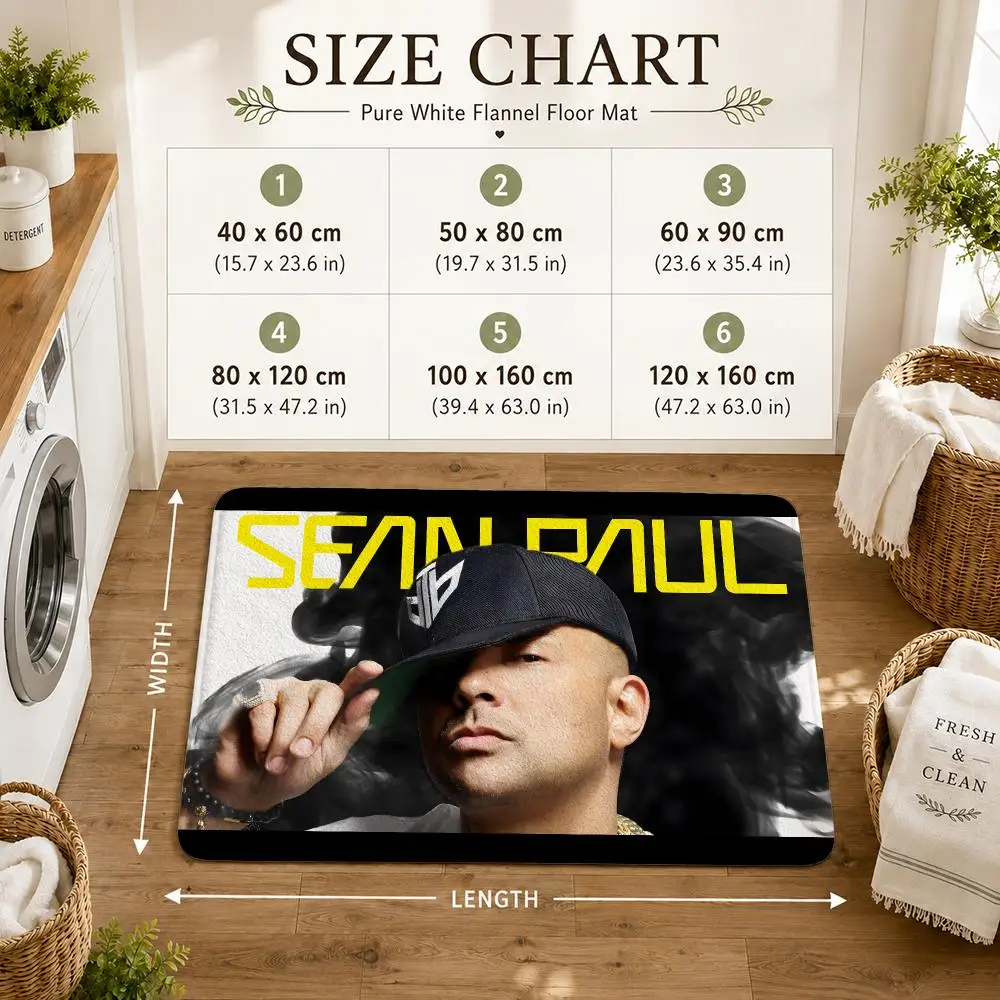 S-Sean Paul Floor Mat Flannel Non-Slip Washable Soft Absorbent Rug For Bathroom Kitchen Bedroom Home Decor