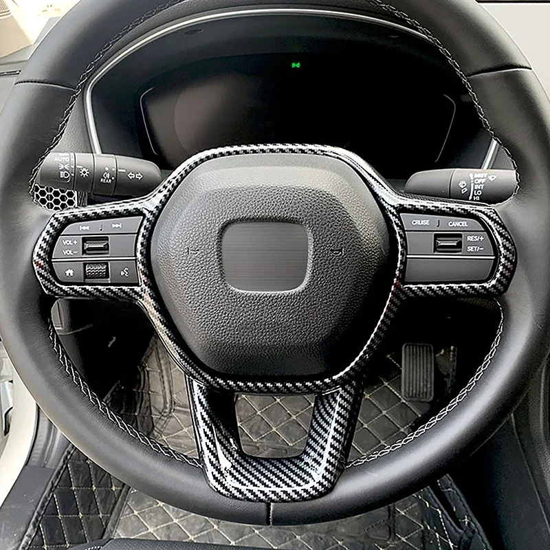 

Carbon Fiber Color Trim Car Console Steering Wheel Panel Frame Decoration For Honda Civic 11th 2022 Interior Accessories Sticker