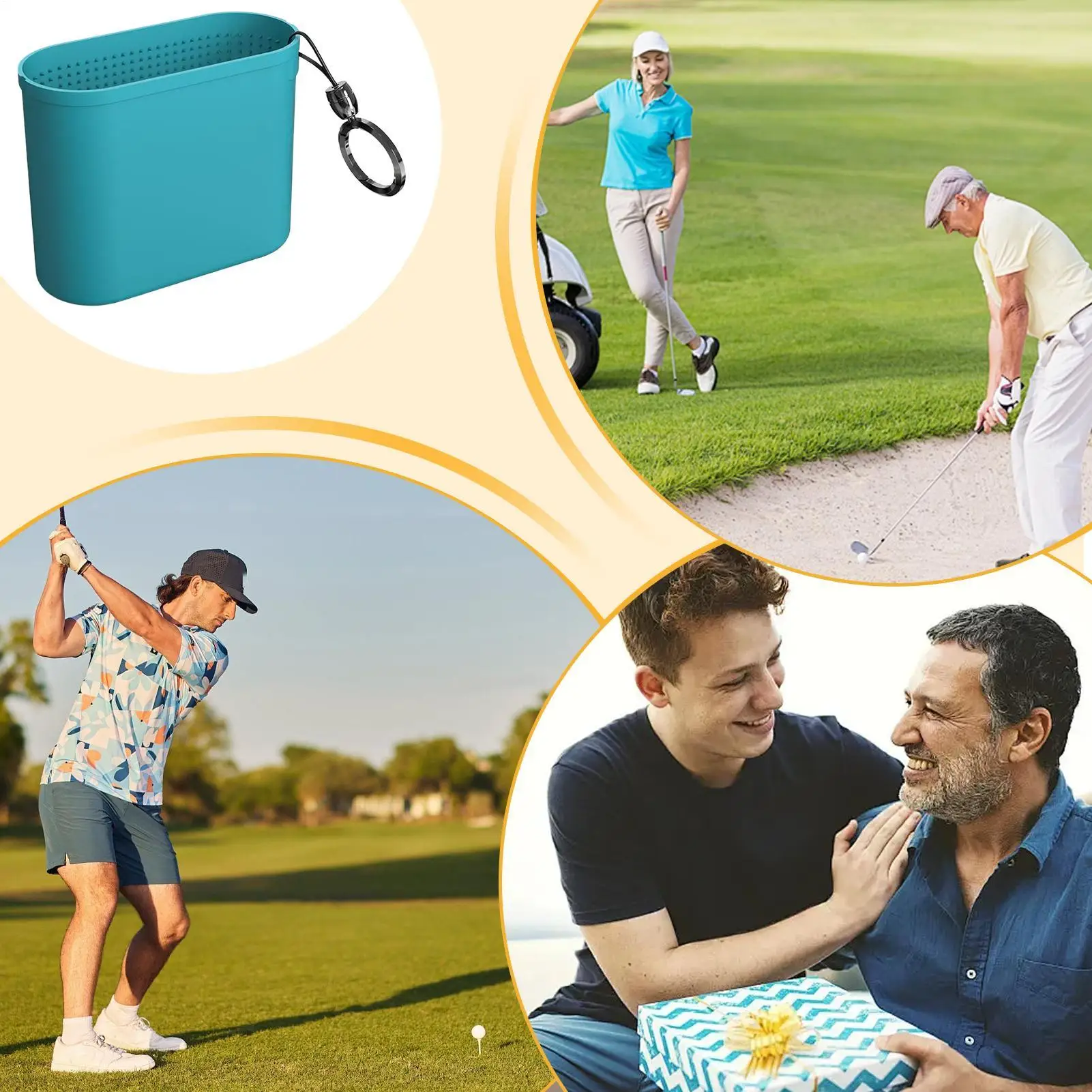 

Golf Ball Washer For Bag Washer Bag With Carabiner Clip For Golf Club And Ball Quick-Drying Grooves Washing Supplies Compact