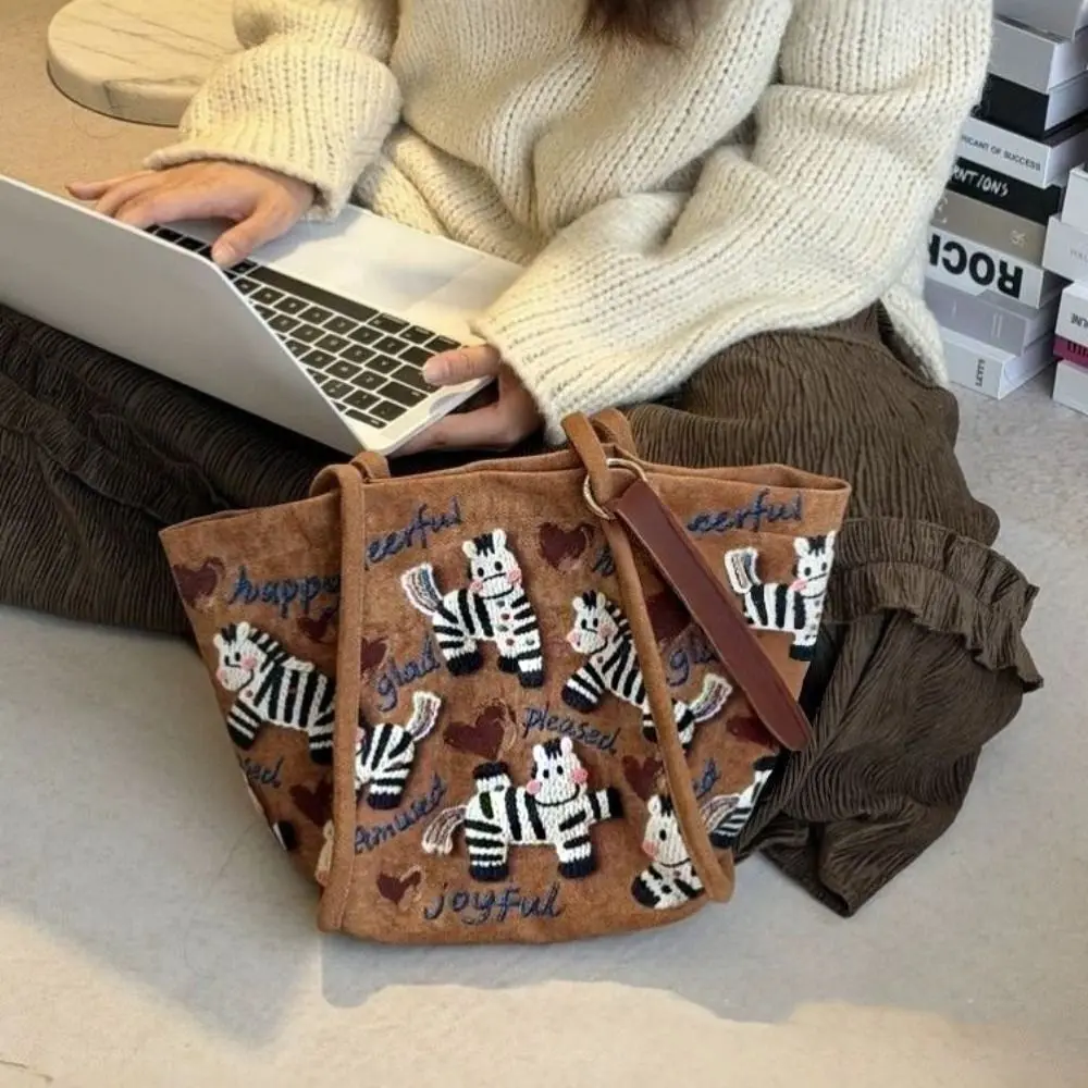 

Portable Casual Horse Tote Bag Korean Style Large Capacity Printed Shoulder Bag Cute Pony New Year Handag Travel