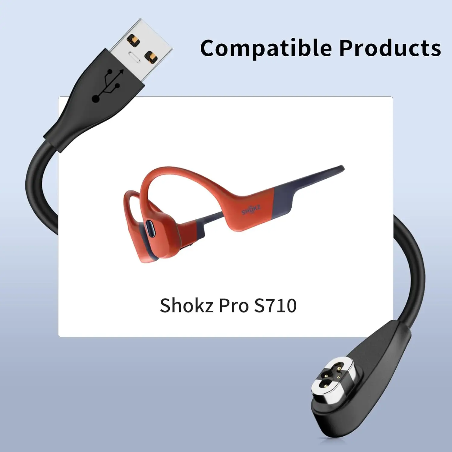 

USB Charging Cable for Shokz OpenSwim Pro Bone Conduction Headphone USB-A to Magnetic Charger Cord for Aftershokz S710 Headset
