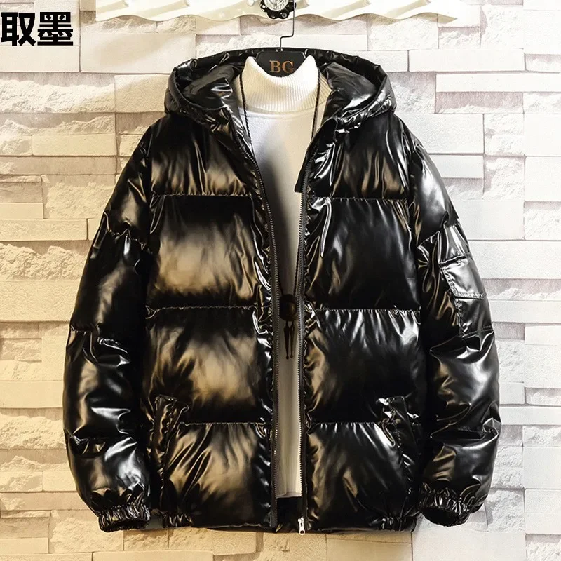 Trendy Men's Cotton Coat 2023 New Style Thickened Winter Fleece-Lined Puffer Jacket Plus Size Bright Face Padded Jacket