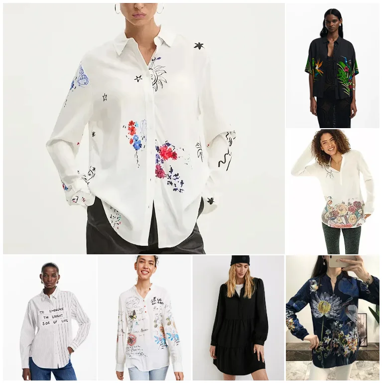 

2025 Foreign Trade Spain Original Single Hot Selling Printed Square Collar Graffiti Long Sleeve Shirt Casual Loose Edition