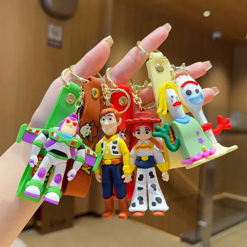 2026 New!! Toy Story5 Figure Keyring Lilypad Forky Woody Buzz Jessie Rex Bag Keychain Party Birthday Christmas Gift for Kids