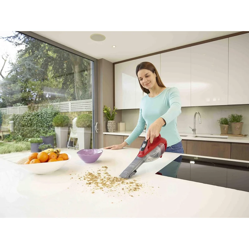 NEW1-ブラック+デッカー DVA315J コードレスハンドヘルド掃除機 10.8V (1.5Ah) サイクロンアクション搭載ダストバスター、グレー/レッド