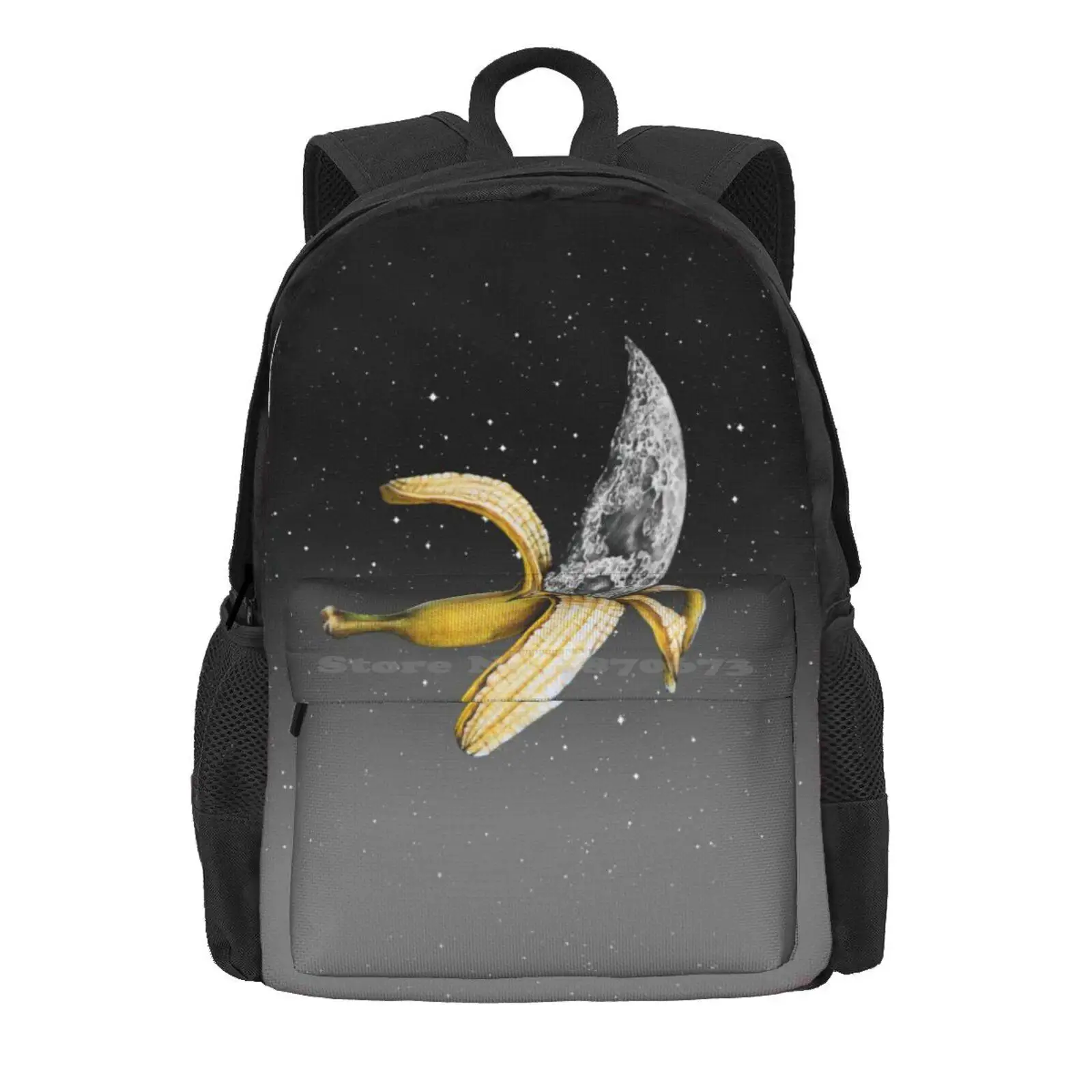 Moon Banana! Hot Sale Schoolbag Backpack Fashion Bags Moon Space Banana Pencil Surreal Weird Abstract Exotic Tropical Fruit