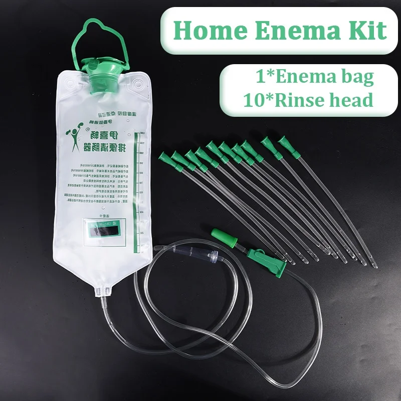 

1200ML Home Enema Colonic Irrigation Douche Kit Bag Reusable Cleansing Deto Including 10 Cleaning Heads
