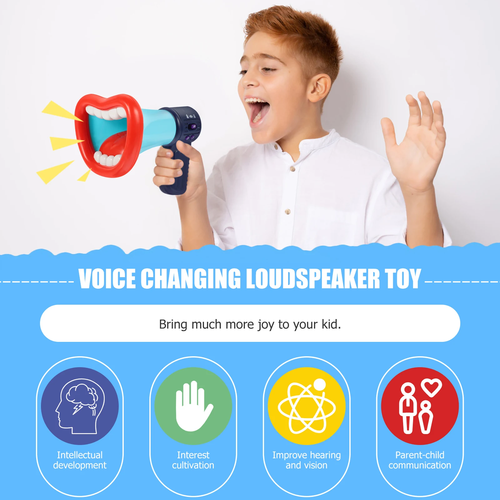 

Handheld Voice Changing Loudspeaker Toy Kids Mini Speaker Red Premium Plastic Clear Sound Portable Anti Slip cosplay Development