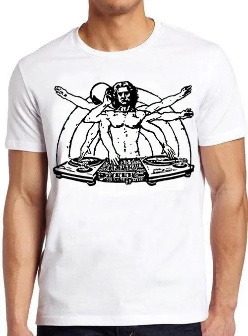 DJ DaVinci Weird Cool Vinyl Record Turntable Design Music Joke Fashion Art Retro Funny Parody T Shirt 1553