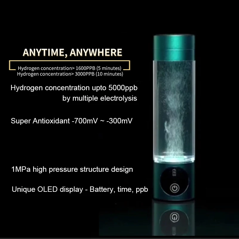 The Best Hydrogen Water Generator Bottle H8 DuPont SPE/PEM Water Hydrogenator OLED Display Hydrogen-rich Water Cup