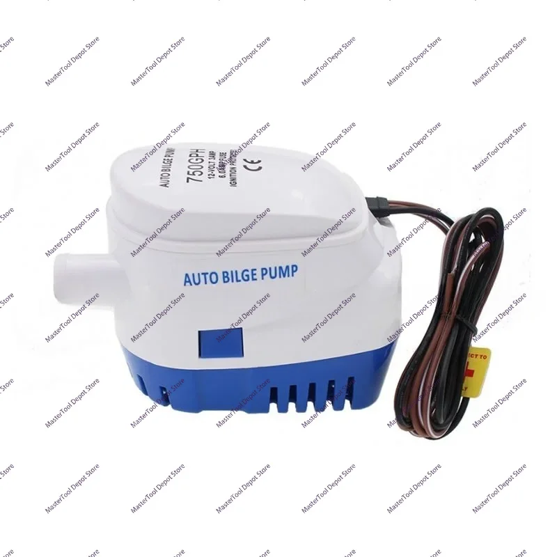 Marine automatic bilge pump 12V/24v 750GPH small water pump, DC submersible pump 19mm outlet pump