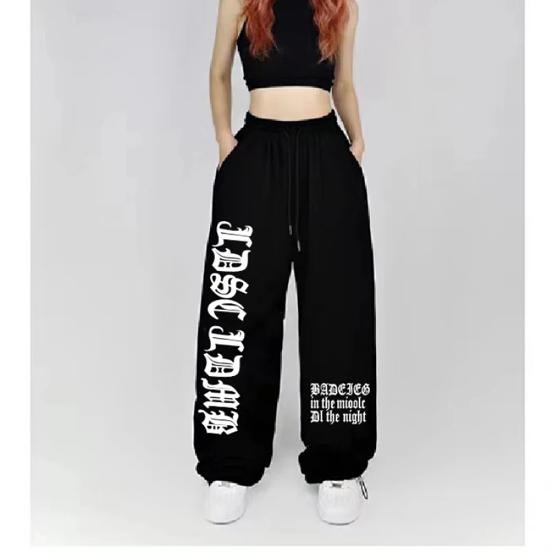 2024 Spring Summer New Sports Pants for Women American Street Trendy Wide Leg Pants Women Fun Print Design Woman Trousers