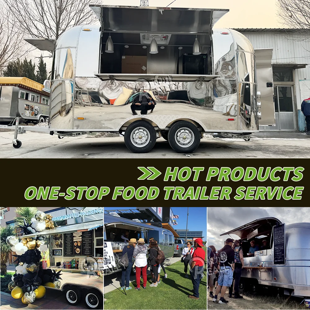 تخصيص الشعار مقطورة الطعام Airstream المتنقلة مع معدات المطبخ الكاملة عربة الطعام القياسية الأمريكية مع شهادة DOT