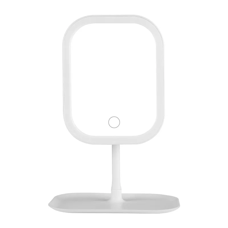 LED-Kosmetikspiegel mit dreifarbiger Helligkeit, USB-Aufladung, Desktop-Schminkspiegel, Vergrößerung für Badezimmer, Schlafzimmer