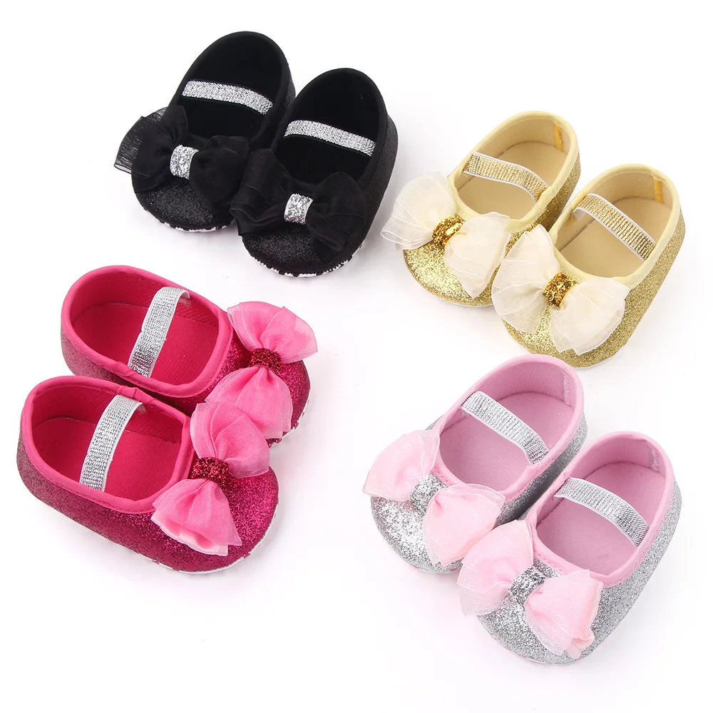 Princess Shoe Baby Girls Butterfly Knot Spring Autumn Soft Bottom Non-slip Toddler Infant Newborns Crib First Walkers Baby Shoes