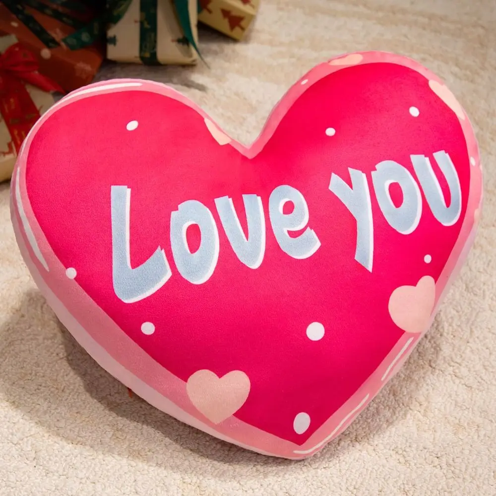 New Heart Shape Heart Plush Pillow PP Cotton Love You Letter Printed Stuffed Pillow 40cm Home Decorative Pillow Birthday