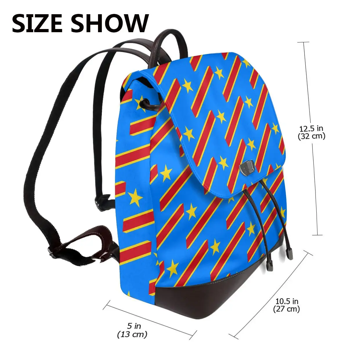 National Flag Democratic Republic Of The Congo Bookbag School Student Bags Hiking Travel Daypack for Women Derma Backpack