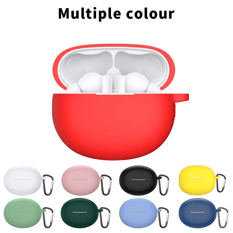 For Redmi Buds 4 Active Case Silicone Soft Plain Color Wireless Headphone Cover For Xiaomi Redmi Buds 4 Active Shell With Hook