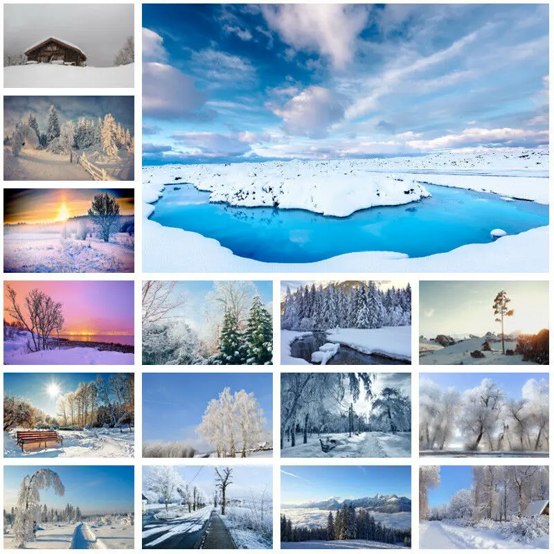 5x3/7x5ft Winter Background Photography Backdrop Decorative Natural Secenic Snow Backdrops Photo Background Studio Accessories