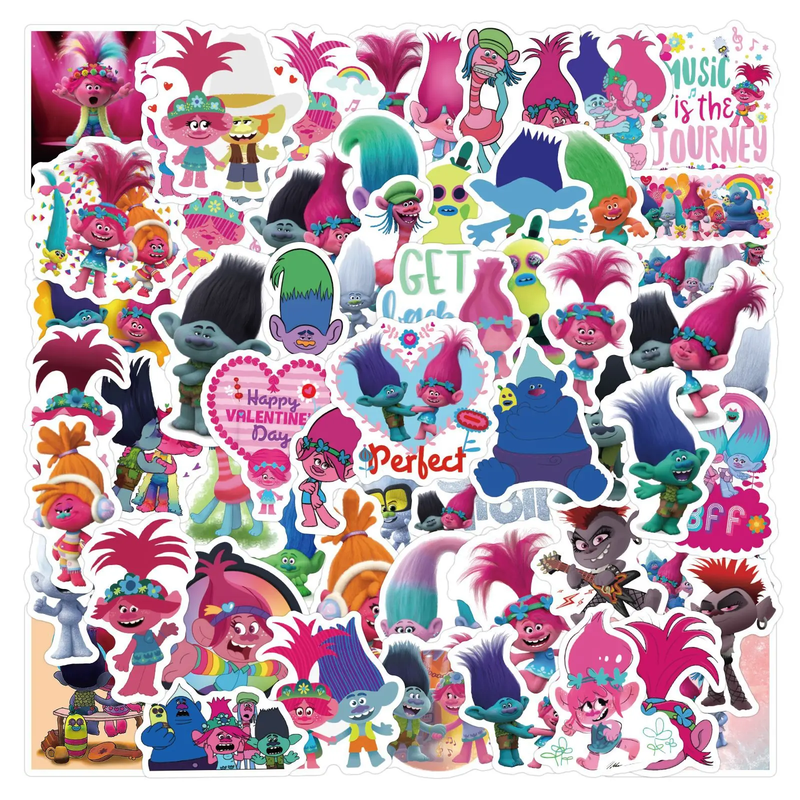 

10/60PCS Trolls Cartoon Stickers Animation Movie Decals Scrapbook Luggage Laptop Guitar Phone Cup Skateboard Sticker Kids Toy