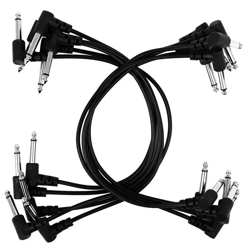 Cables de conexión para guitarra HOTB72A de 6 pulgadas con ángulo recto, 10 unidades, 1/4" TRS, bajo nivel de ruido, para pedalera de efectos y pedales de guitarra
