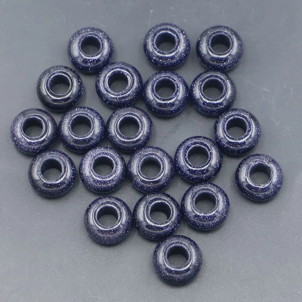 

14x8mm Synthesis Stone Round Shape Big Hole Bead Blue Sands for Bracelet Necklace Jewelry Making 50pcs Wholesale Free Shipping