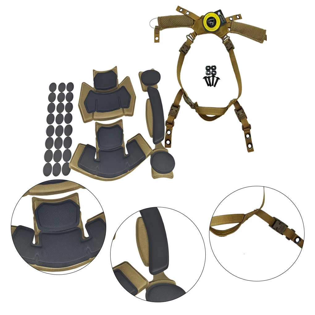 Helmet Suspensions Systems Adjustable Lanyard Strap Wear-resistant Shockproof Helmet Pads Outdoor Hunting Accessies