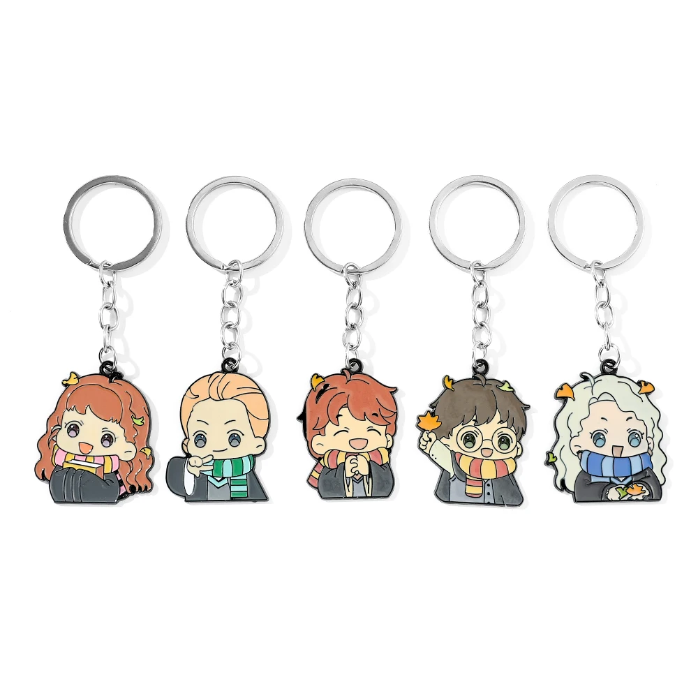 ファン、金属製のキーホルダー、カワイイファッションジュエリー、バッグペンダント、アクセサリー、かわいいギフト用の漫画のフィギュア付きハリーポッターキーホルダー
