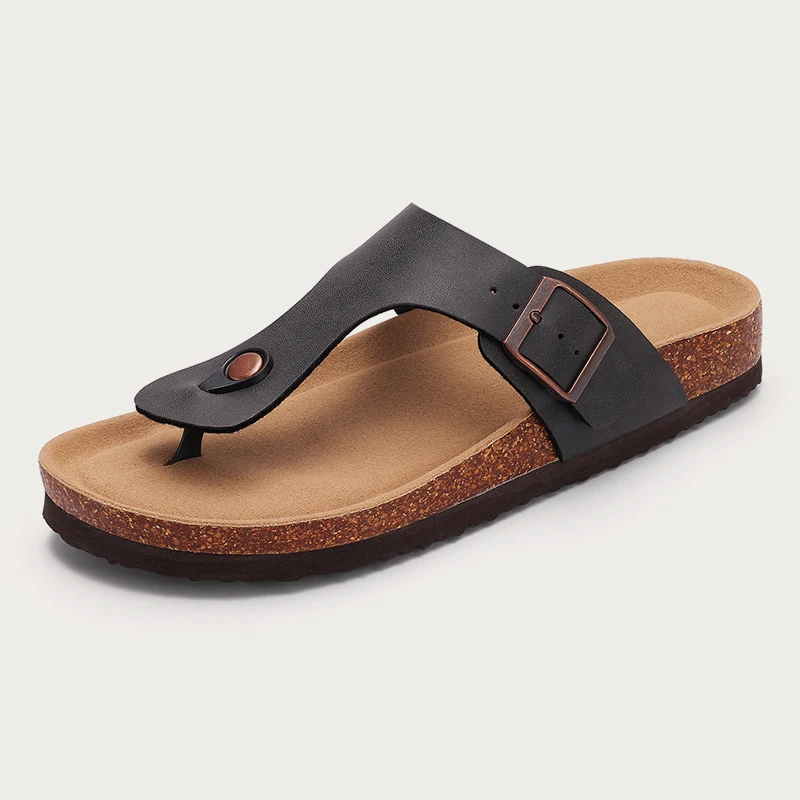 Kidmi Men Clogs Sandals Summer Men's Sandal Cork Clog Slippers Unisex Mules Outdoor Platform Antiskid House Sandals With Buckle