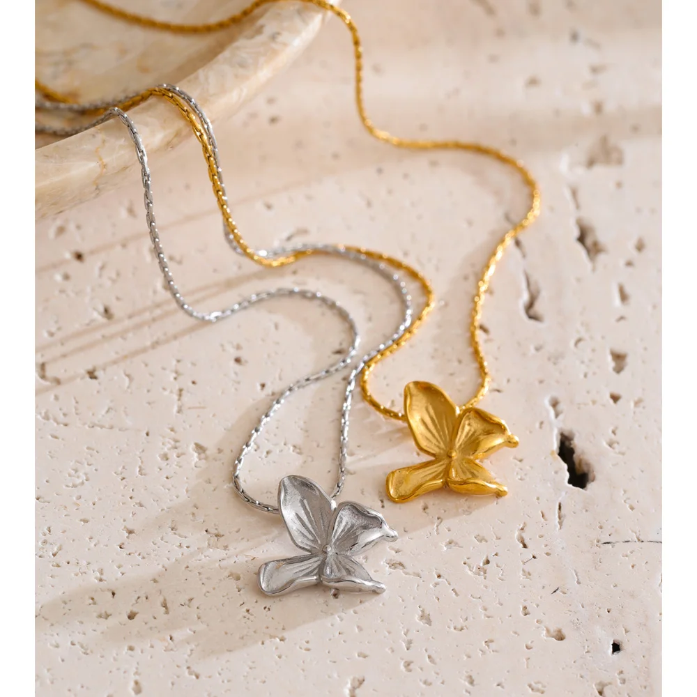 Yhpup Stainless Steel Casting Small Butterfly Pendant Necklace 18K Gold Color PVD Plated Hot Style Attractive Jewelry Gift