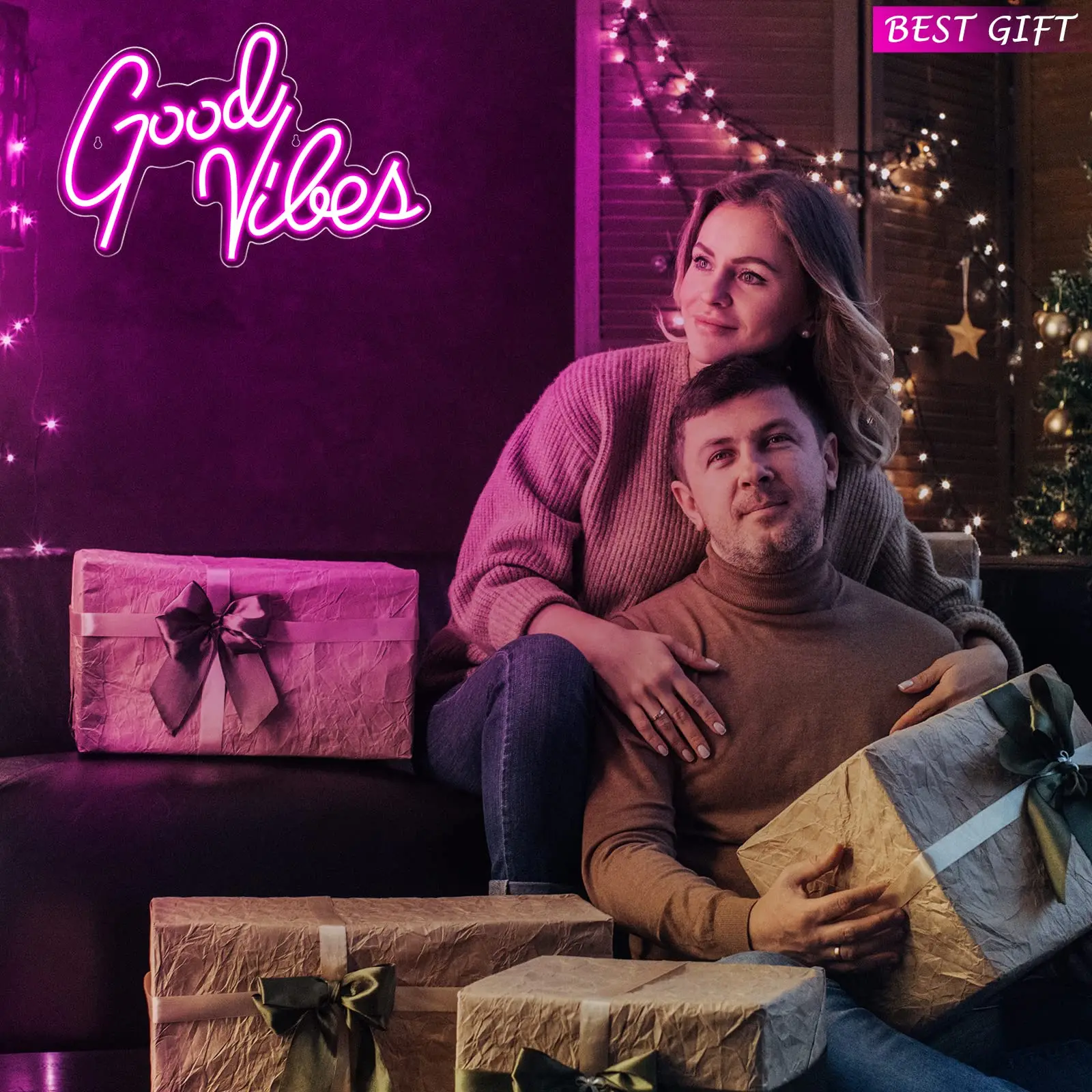 Good Vibes Neon Signs for Wall Decor, Neon Lights for Bedroom, Neon Led Sign for Room & Party Decor, Neon Lights Signs for Lover
