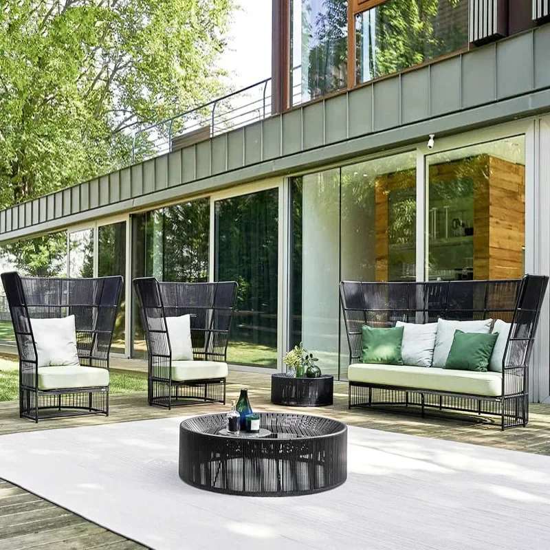 Outdoor garden furniture, European rattan large round bed, split round bed