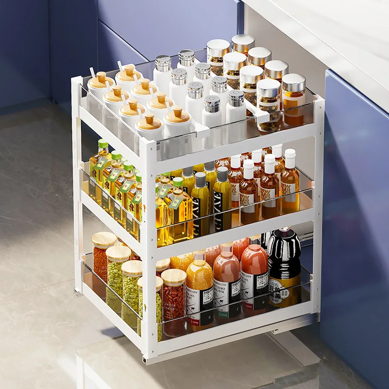Dimini Seasoning Basket Seasoning Basket Kitchen Cabinet Extremely Narrow Cabinet Drawer Type Small Size Cabinet Pull-out