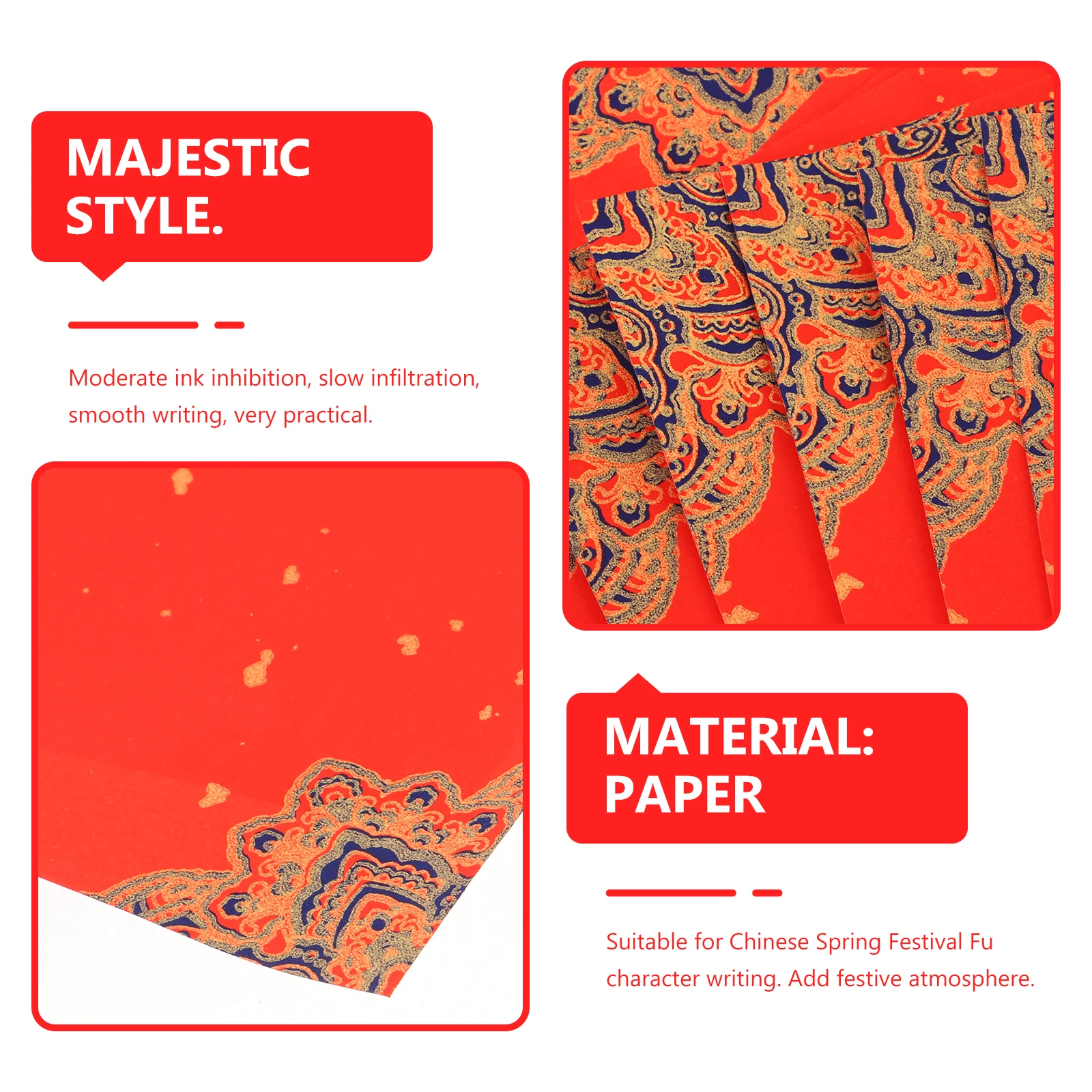 20 Pcs Spring Couplets with The Word "Fu" Chinese Square Paper Red Xuan Rice for New Year Spot