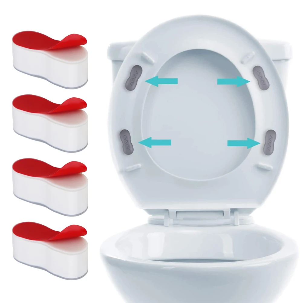 

4pcs Toilet Seat Risers Cushioning Pads Plastic Buffers Household Gaskets Mute Pads Noise Reduction Friction Protection