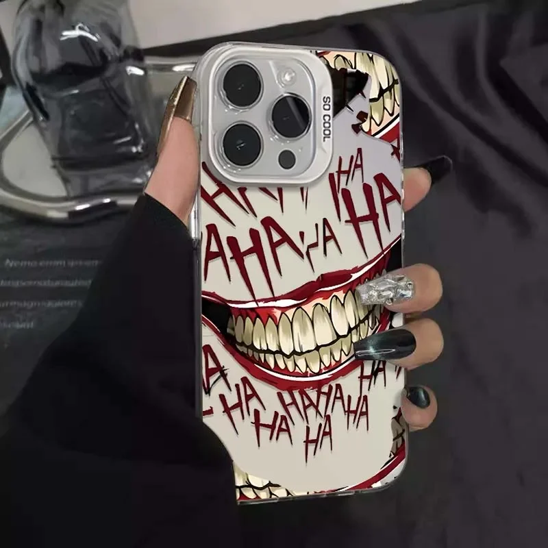 Crazy Joker Smile Grotesque Phone Case para iPhone 16, 15, 14, 13, 12, 11 Pro Max, XR, XS Max, 78 Plus, MINI Y2K, funda creativa de moda