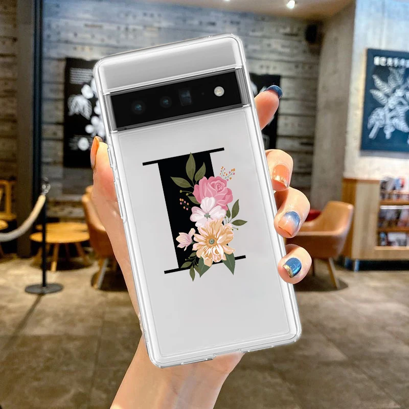 Flower Letters S Phone Case For Google Pixel 9 Pro XL 8 7 6 Pro 8A 7A 6A 5 4 5A 4A 3A XL 5G Silicone Shockproof Soft Clear Cover