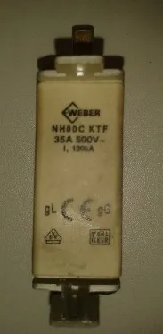 

Fuses: Weber NH00C KTF 35A 500V 120KA gL gG / NH00C KTF 63A 500V / NH000 KTF 63A 500V gG