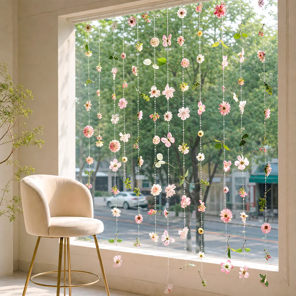 1/3 Stück rosa künstliche Blumenranken, 180 cm, künstliche Blumengirlande für Heimdekoration, Hochzeitsdekoration, Partyzubehör, Kranz-Zubehör – Detail 5