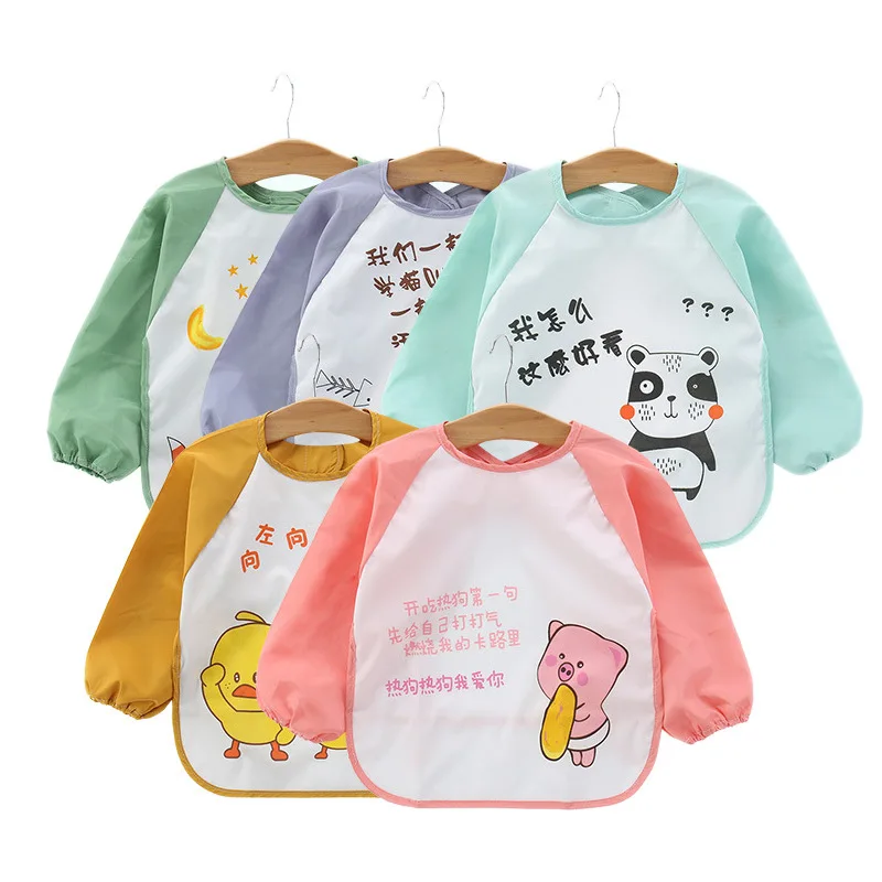 Girl Boy Baby Chid Bibs New Cute Stuff Toddler Oil Resistant Waterproof Long Sleeve Art Smock Feeding Apron