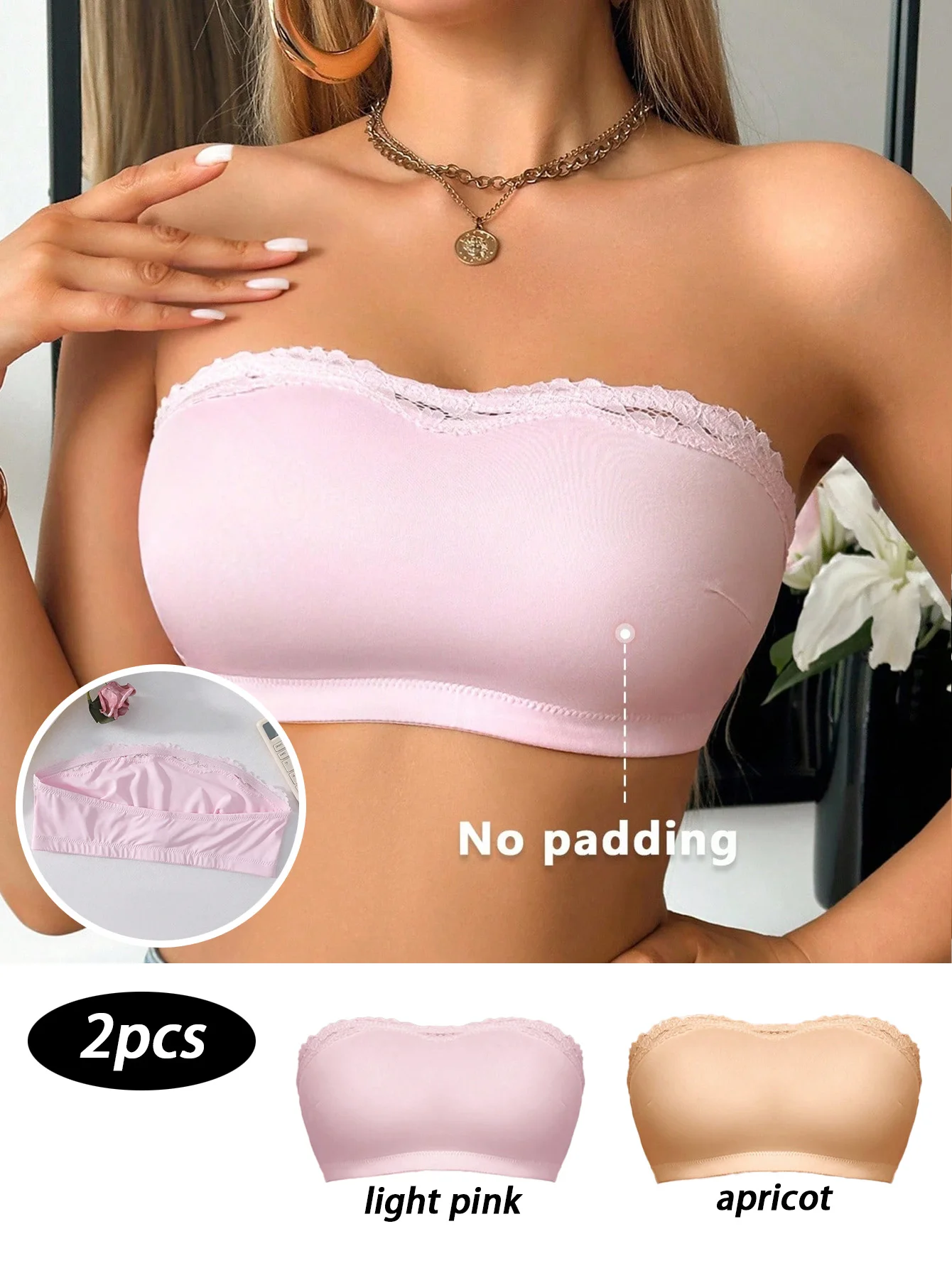 Sujetadores sin aros sin tirantes para mujer, 2 uds., cobertura completa, suave, ligero, elástico, informal, Push Up, Bralette Convertible