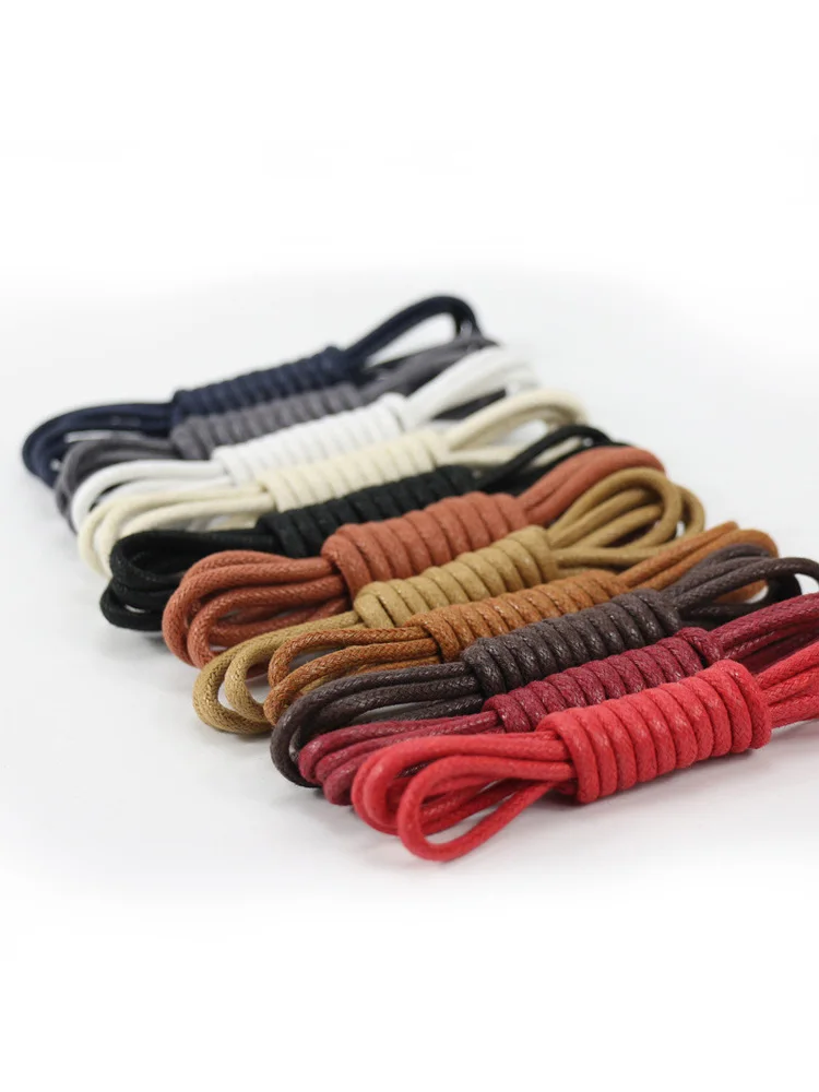 Lacets de chaussures ronds en coton ciré, chaussures en cuir colorées, lacets lumineux imperméables, lacets lumineux pour bottes pour hommes, 1 paire